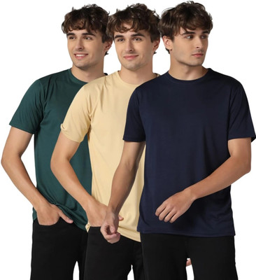 INKKR Solid Men Round Neck Multicolor T-Shirt