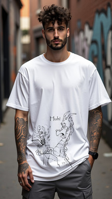 PrintingPixels Graphic Print Men Round Neck White T-Shirt