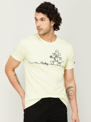 Fame Forever by Lifestyle Cartoon Men Round Neck Yellow T-Shirt