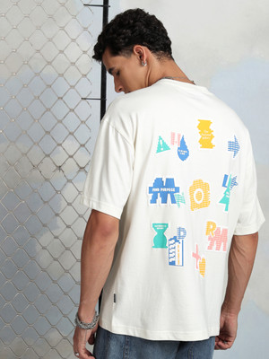 HIGHLANDER Printed Men Round Neck White T-Shirt