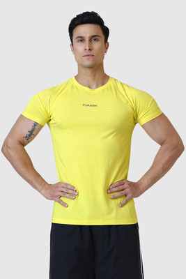 FuaarK Solid Men Round Neck Yellow T-Shirt