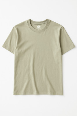 Falconmoose Solid Men Round Neck Light Green T-Shirt