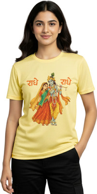 Aasha-Kriti Graphic Print Women Round Neck Yellow T-Shirt