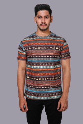 Crastic Printed Men Round Neck Brown T-Shirt