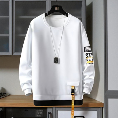 FAOES Printed Men Round Neck White T-Shirt