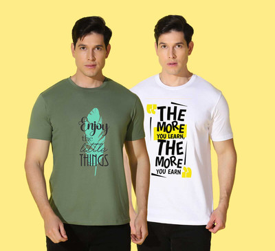 WOOSTRO Printed Men Round Neck Multicolor T-Shirt