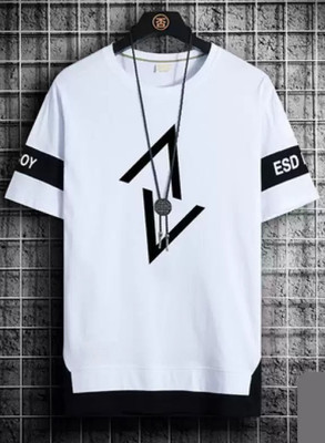 Kay Dee Self Design Men Round Neck White T-Shirt