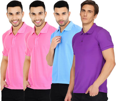 KEOTI Solid Men Polo Neck Multicolor T-Shirt