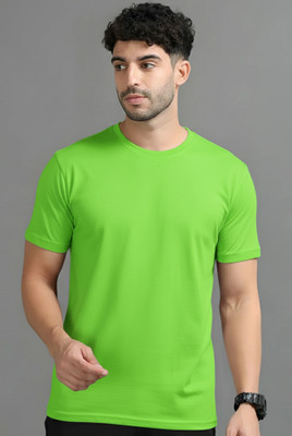 Jangoboy Solid Men Round Neck Dark Blue T-Shirt