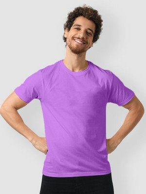 priyanshi creation Solid Men Round Neck Purple T-Shirt
