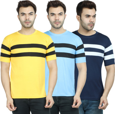 INDIZO Striped Men Round Neck Multicolor T-Shirt