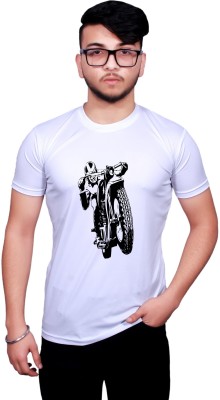 NITYANAND CREATIONS Printed Men Round Neck White, Black T-Shirt