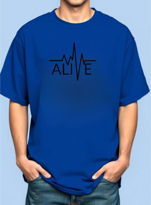 BLOSSOMTRADER Printed Men Round Neck Blue T-Shirt