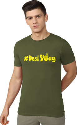 RULEDBYSUN Typography Men Round Neck Green T-Shirt