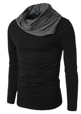 Trendolo Solid Men Turtle Neck Black, Grey T-Shirt