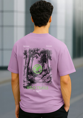NOBERO Graphic Print Men Crew Neck Purple T-Shirt