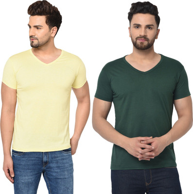 Adorbs Trend Solid Men V Neck Multicolor T-Shirt