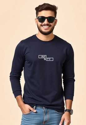 UrGear Graphic Print Men Round Neck Navy Blue T-Shirt