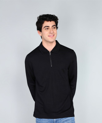 Ted Baker Solid Men Polo Neck Black T-Shirt