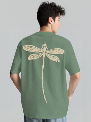 Jump Cuts Printed Men Round Neck Light Green T-Shirt