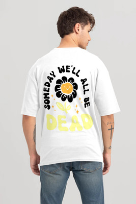 Trend Twist Printed Men Round Neck White T-Shirt