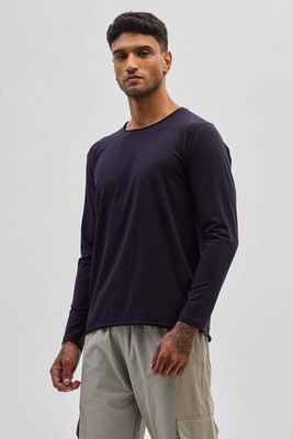 Snitch Solid Men Round Neck Blue T-Shirt