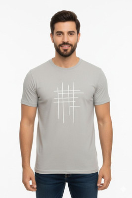 Pavis Graphic Print Men Round Neck Grey T-Shirt