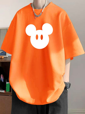 Cool Plus Printed Men Round Neck Orange T-Shirt