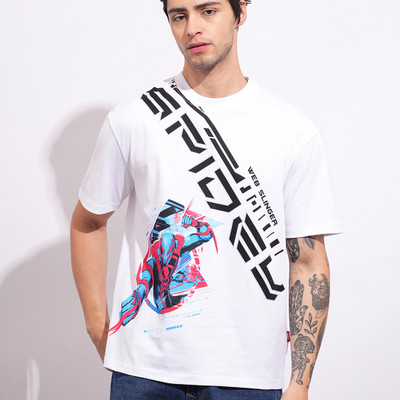 BEING HUMAN Graphic Print Men Round Neck White T-Shirt