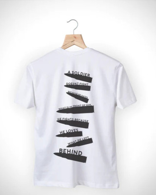 a47 Printed, Typography Couple Round Neck White T-Shirt