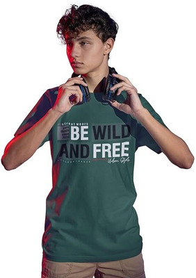 Carbonyte Printed Men Round Neck Green T-Shirt