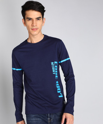 METRONAUT Printed Men Round Neck Dark Blue T-Shirt
