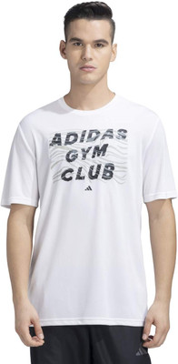 ADIDAS Typography Men Crew Neck White T-Shirt