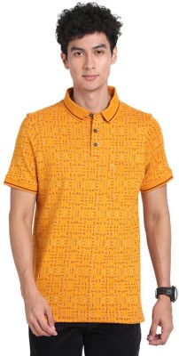 TURTLE Printed Men Polo Neck Yellow T-Shirt
