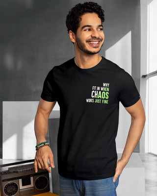 BEWAKOOF Typography Men Round Neck Black T-Shirt