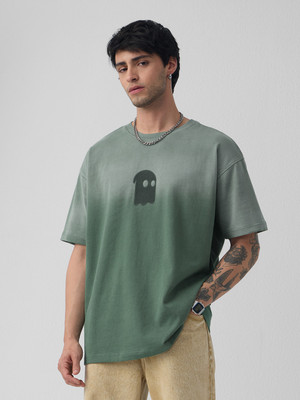 The Souled Store Printed Men Round Neck Green T-Shirt