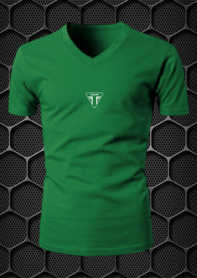 RTS Printed Men V Neck Green T-Shirt