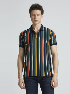Pepe Jeans Striped Men Polo Neck Multicolor T-Shirt