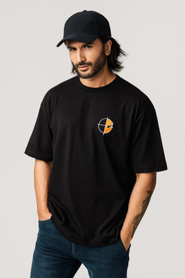 Farbmode Printed, Typography Men Round Neck Black T-Shirt