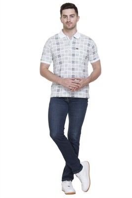 Otaya Plus Printed Men Mandarin Collar White T-Shirt