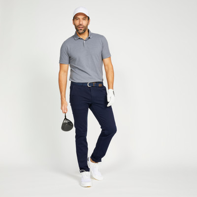 Inesis By Decathlon Solid Men Polo Neck Grey T-Shirt