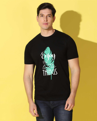 WOOSTRO Graphic Print Men Round Neck Black T-Shirt