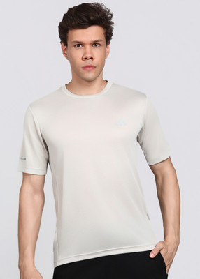 ADIDAS Solid Men Round Neck Beige T-Shirt