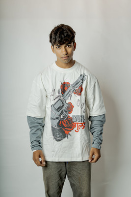 NewCrestStar Printed Men Round Neck White T-Shirt