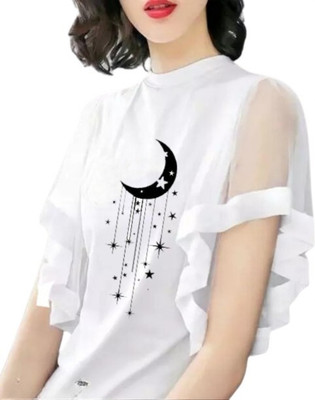 GPGX Printed Women Round Neck White T-Shirt
