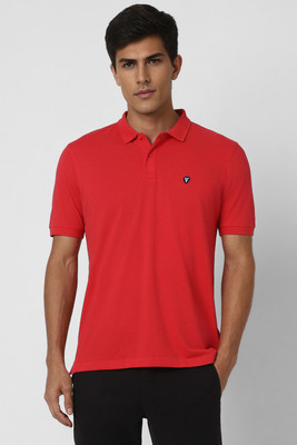 VAN HEUSEN SPORT Self Design Men Polo Neck Red T-Shirt