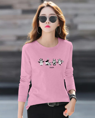herry fashion Printed Women Round Neck Pink T-Shirt