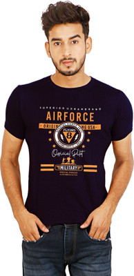 Xmer Typography Men Round Neck Dark Blue T-Shirt
