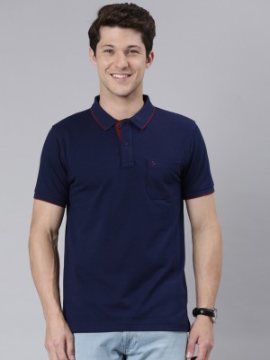 Classic Polo Solid Men Polo Neck Dark Blue T-Shirt