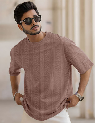 Force Solid Men Round Neck Brown T-Shirt